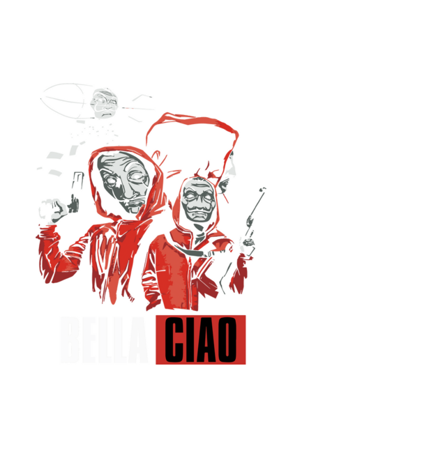 bella ciao money heist model negru pe tricou
