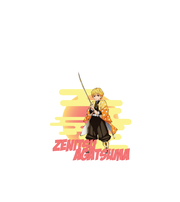 Demon Slayer Zenitsu model alb pe tricou