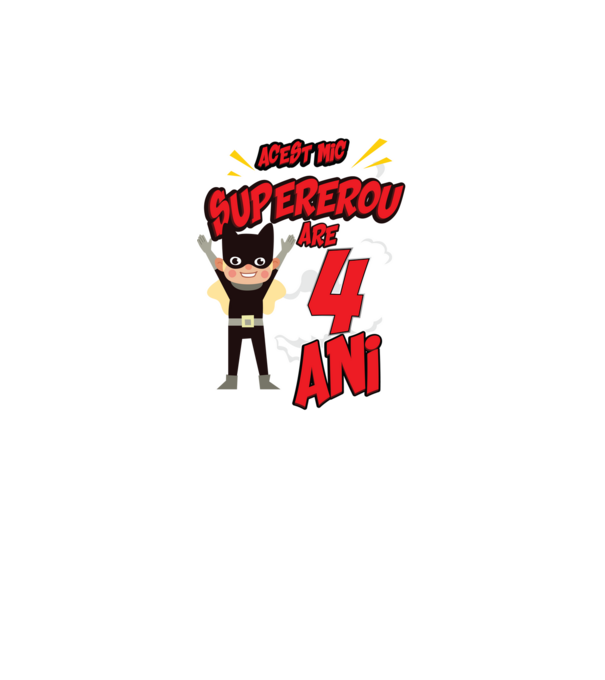 Acest mic supererou are 4 ani model negru pe tricou