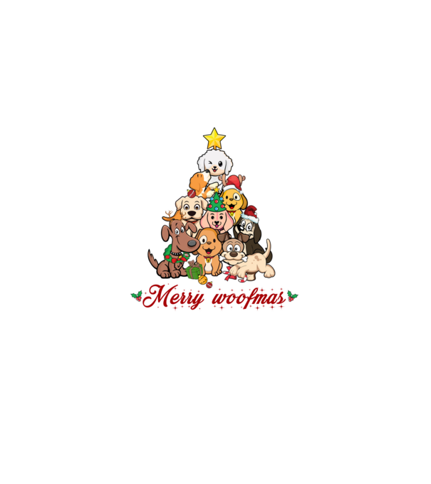 Merry woofmas model negru pe tricou