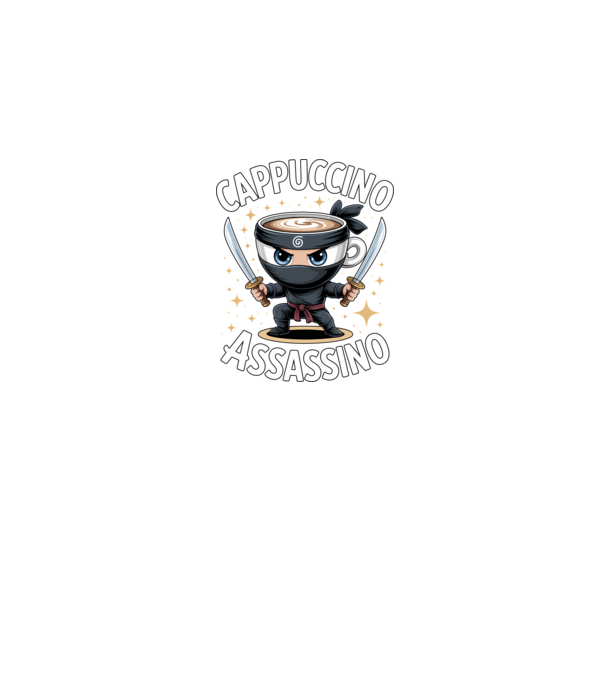 Cappuccino Assassino model negru pe tricou