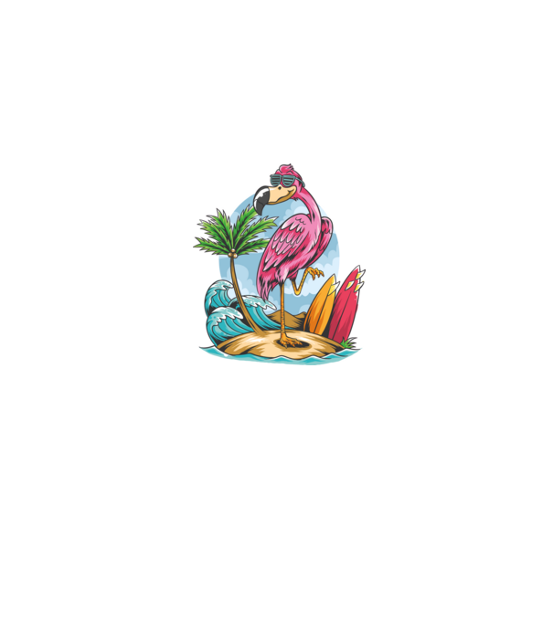 Surfer flamingo model albastru jeanși pe tricou