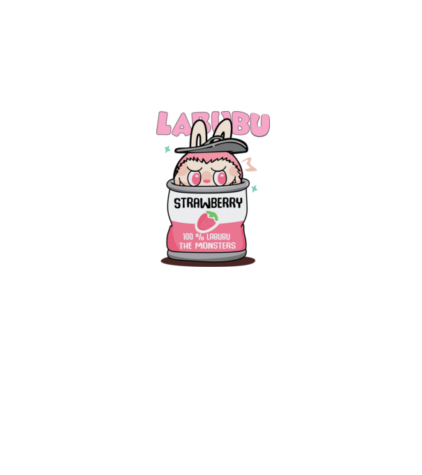Strawberry Labubu model alb pe tricou