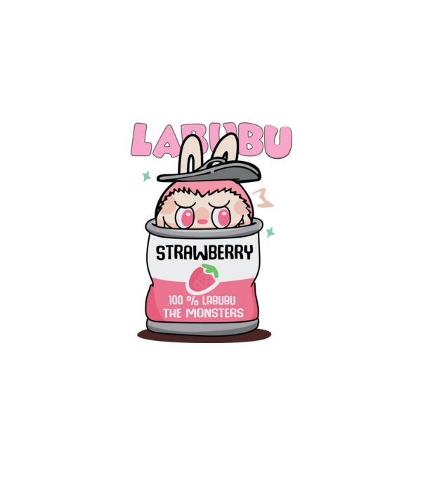 Strawberry Labubu model alb pe tricou