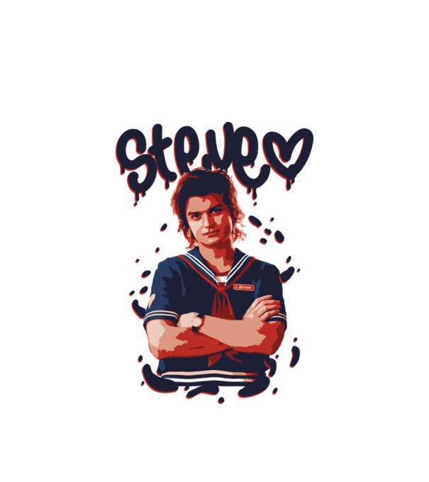 steve stranger things model alb pe tricou