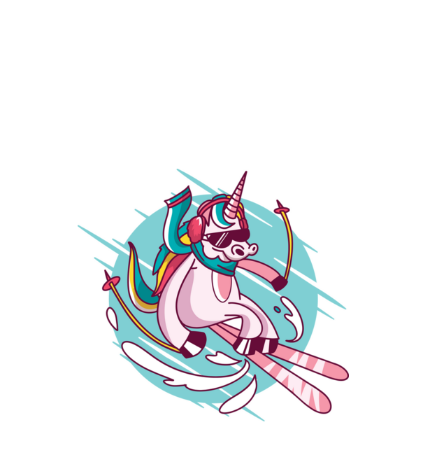 Unicorn ski model negru pe tricou