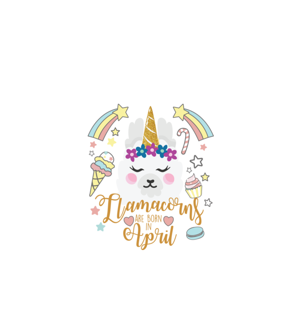 Llamacorns are born in April model alb pe tricou