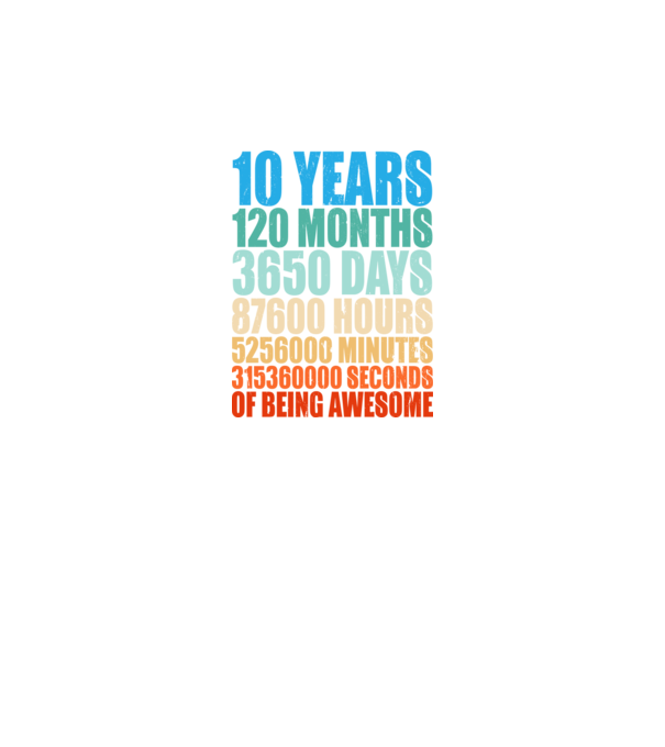 10 years of being awesome model negru pe tricou