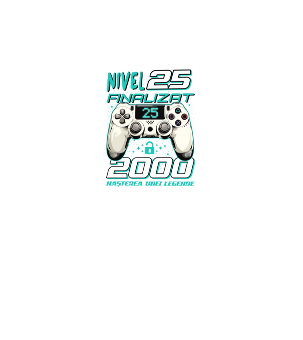 Nivel finalizat 25 2000 model negru pe tricou
