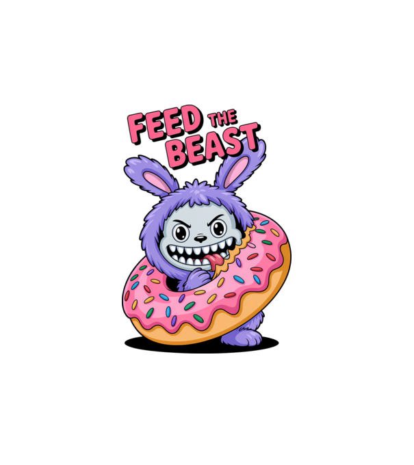 Feed the beast model alb pe tricou