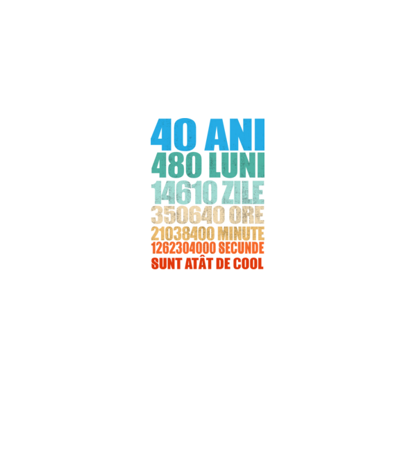 De 40 ani - luni - zile - ore - minute - secunde - sunt atât de cool model negru pe tricou