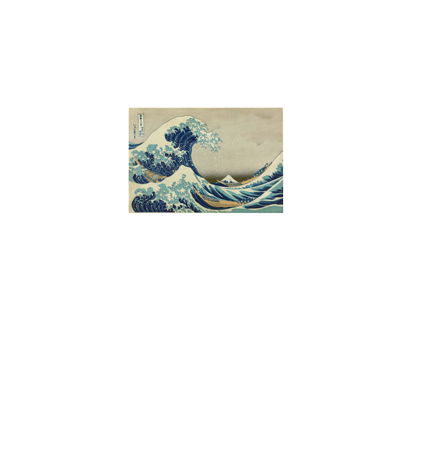 Great Wave of Kanagawa mască model alb pe tricou