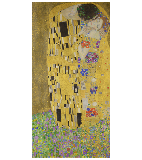 The kiss Gustav Klimt model alb pe tricou