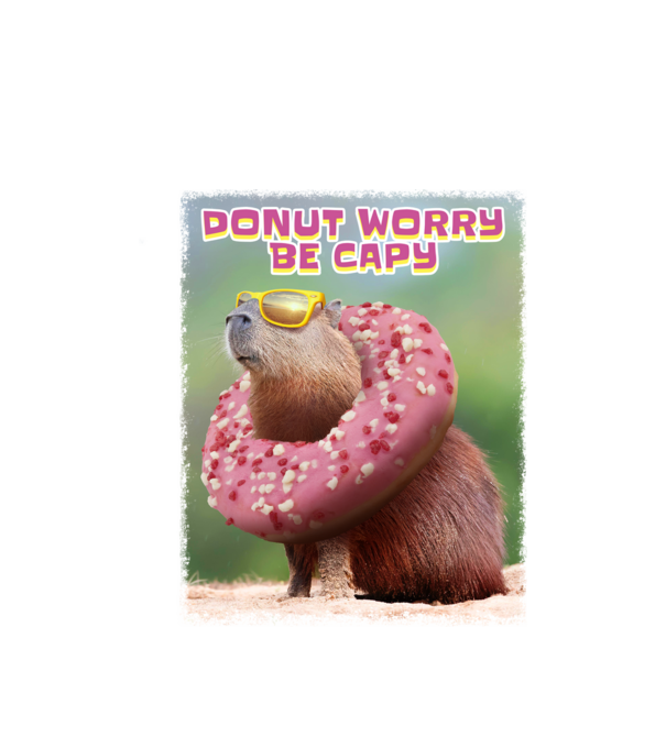 Capybara Donut worry be capy model alb pe tricou