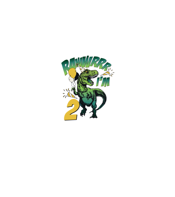 'Birthday Dinosaur rawww i''m 2' model alb pe tricou