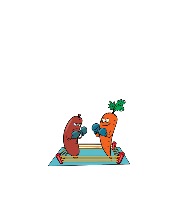 sausage vs carrot model portocaliu pe tricou
