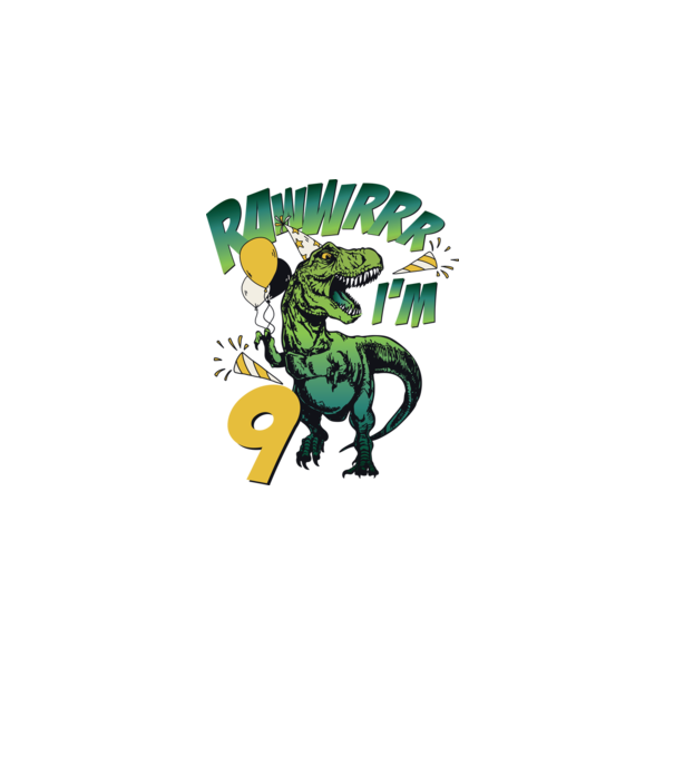 'Birthday Dinosaur rawww i''m 9' model alb pe tricou