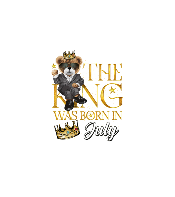 The king was born int JULY model negru pe tricou