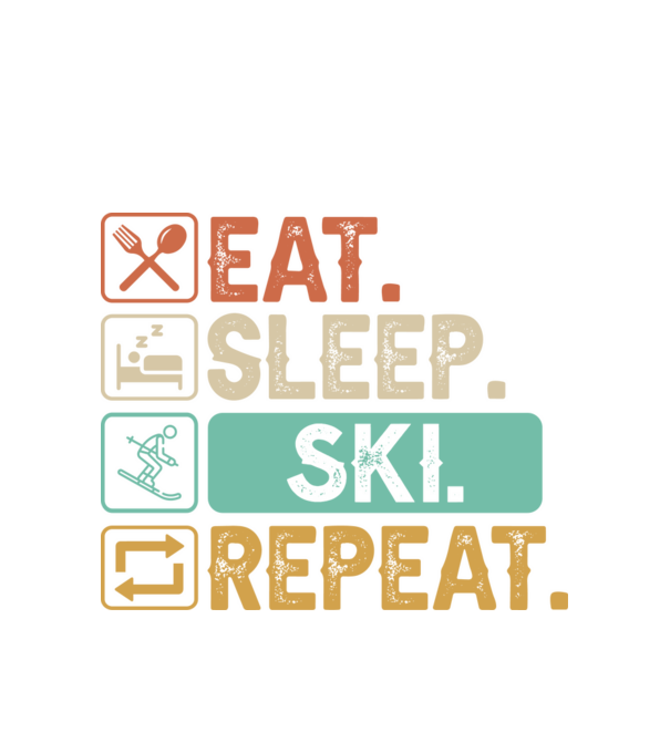 Eat Sleep SKI Repeat model alb pe tricou