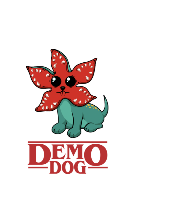 cute demodog model alb pe tricou