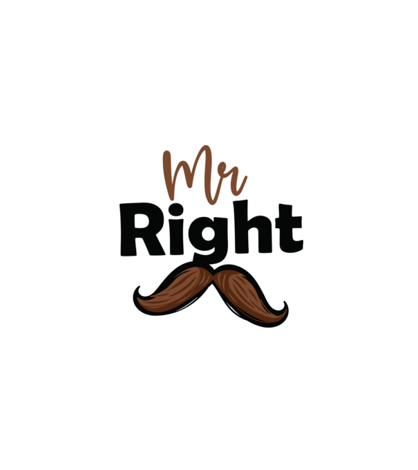 Mr right model alb pe tricou