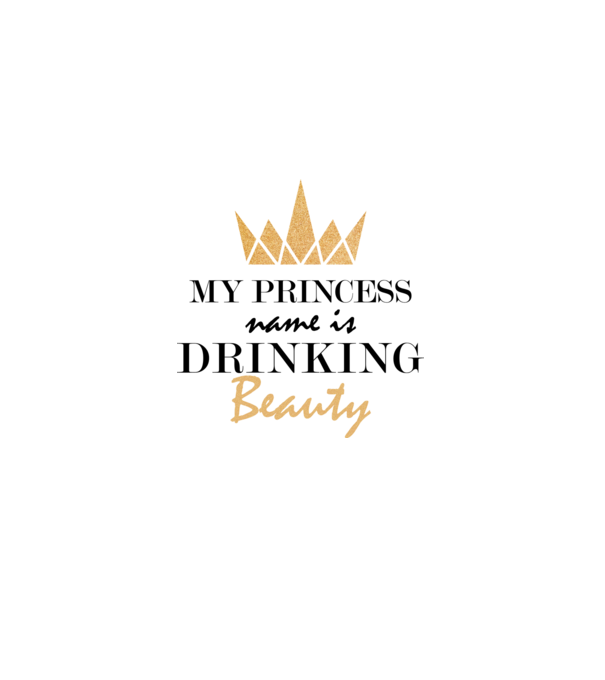 Drinking beauty gold model alb pe tricou