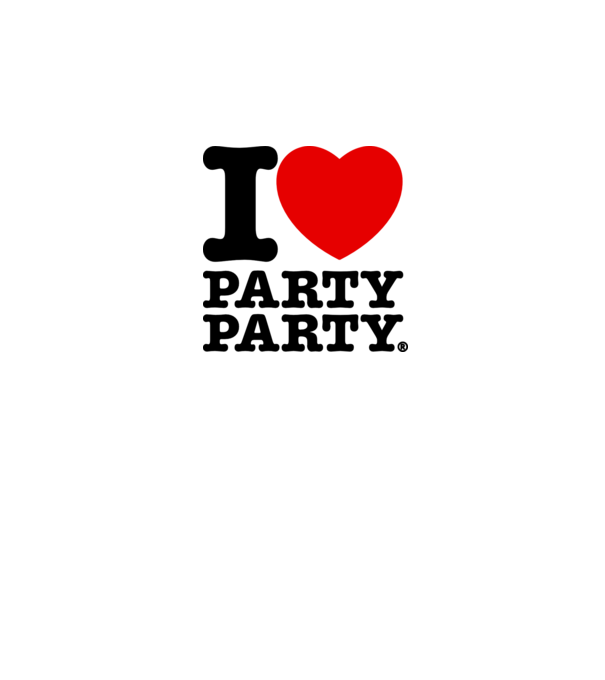 I love party party model alb pe tricou
