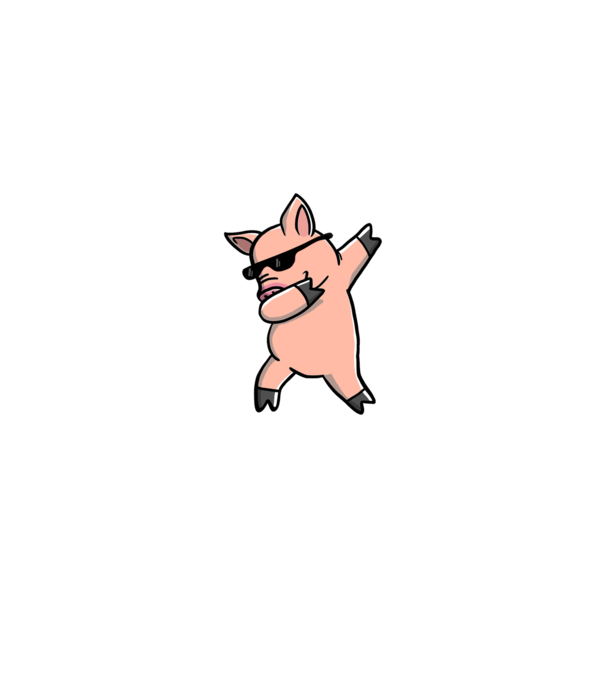 Porc dab model negru pe tricou