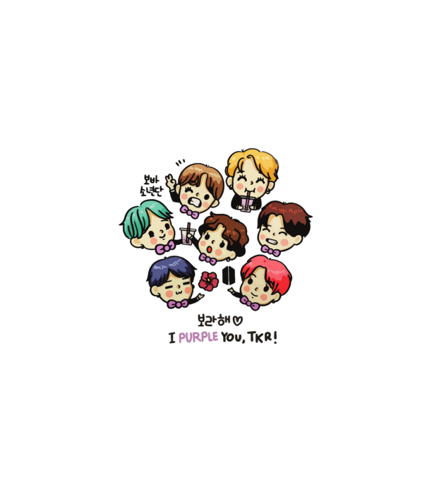 BTS chibi model alb pe tricou