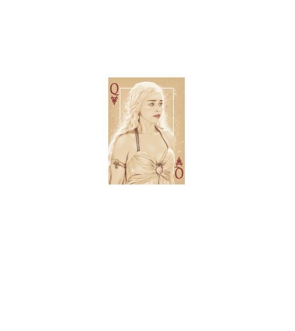 Queen Card model alb pe tricou