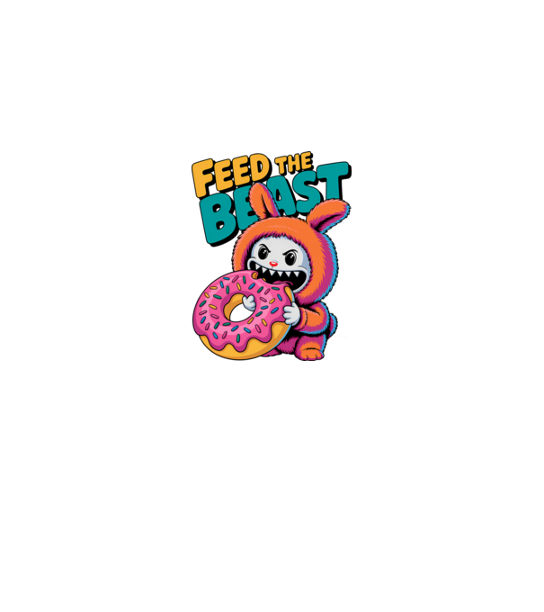 Feed the beast model alb pe tricou