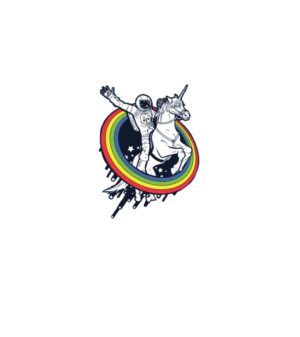 Unicorn Spaceman model albastru regal pe tricou