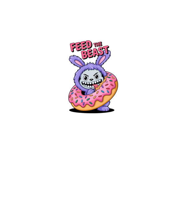 Feed the beast model alb pe tricou