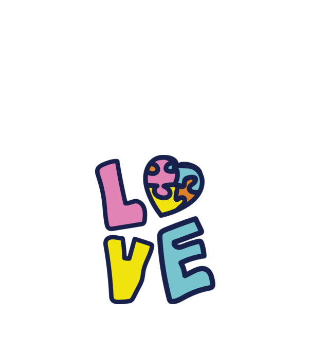 Ziua Mondială a Autismului LOVE model alb pe tricou
