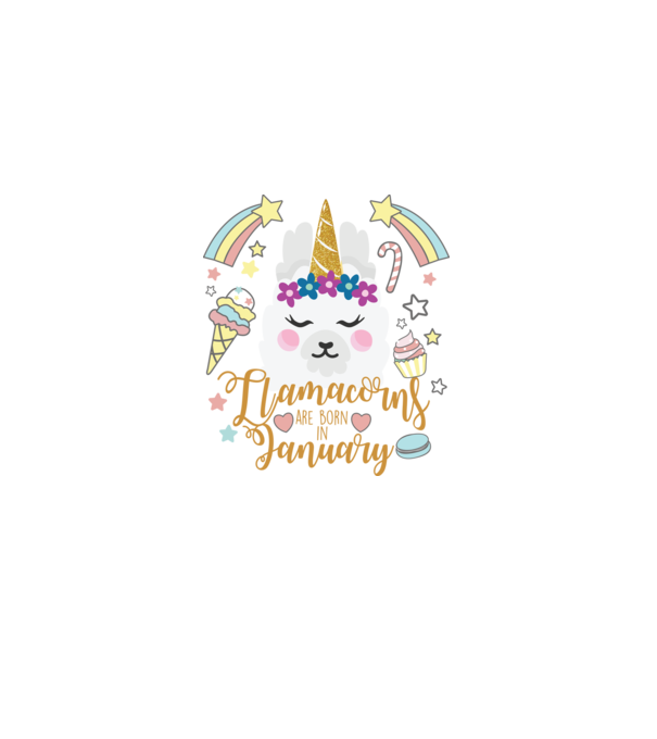 Llamacorns are born in January model alb pe tricou