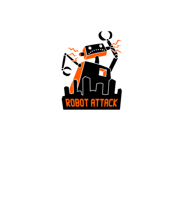 Robot Attack model alb pe tricou