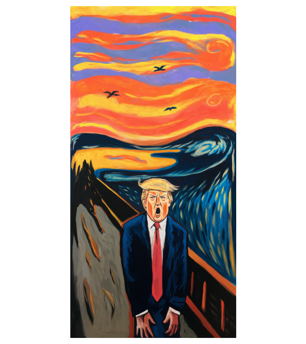 Trump scream model alb pe tricou