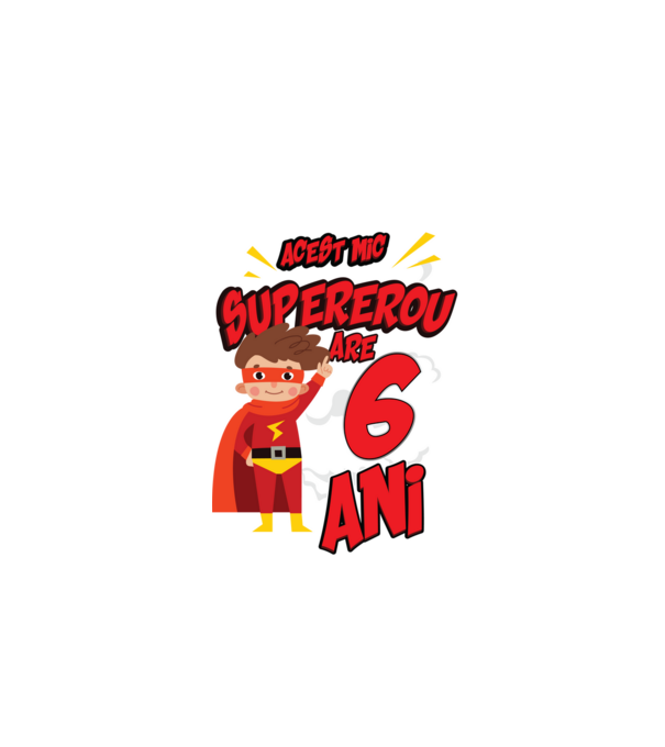 Acest mic supererou are 6 ani model negru pe tricou