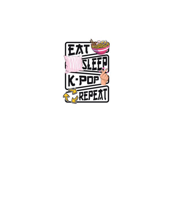 K-POP EAT SLEEP model alb pe tricou