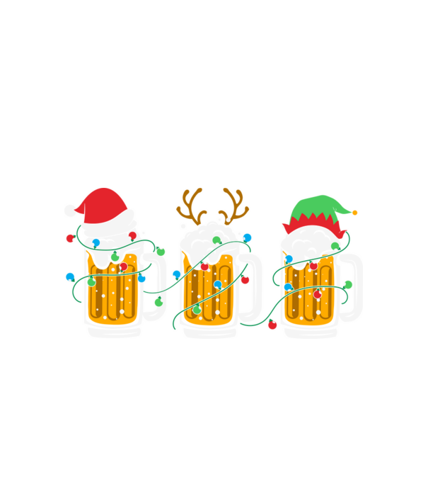 Christmas beer mugs model alb pe tricou