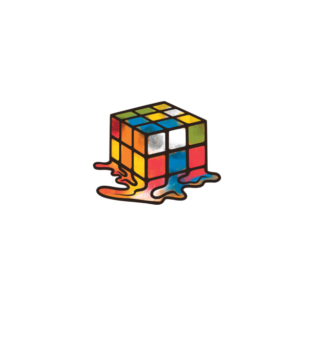 Melted Rubik model albastru jeanși pe tricou