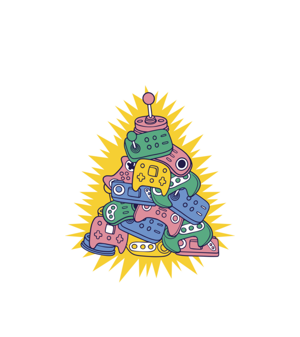 Gamer controller christmas tree model alb pe tricou