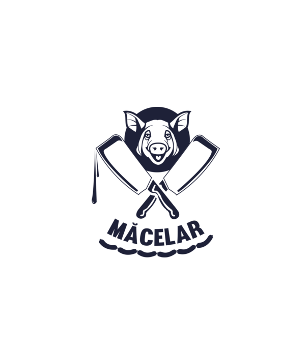 măcelar model alb pe tricou