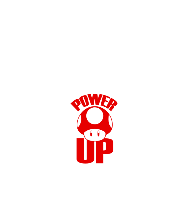 Power up model alb pe tricou