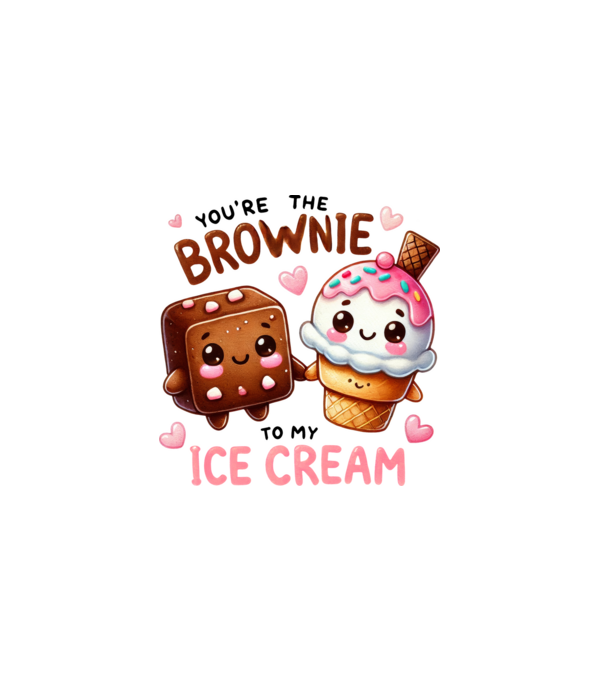 Brownie to my Ice Cream model alb pe tricou