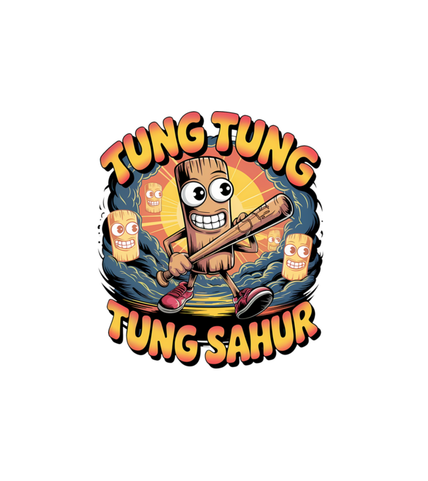 Tung Tung Tung Sahur Retro model alb pe tricou