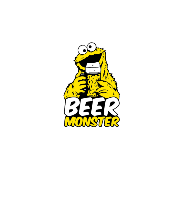 Monstru bere model alb pe tricou