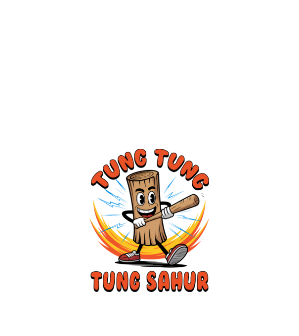 Tung Tung Tung Sahur drăguț model negru pe tricou