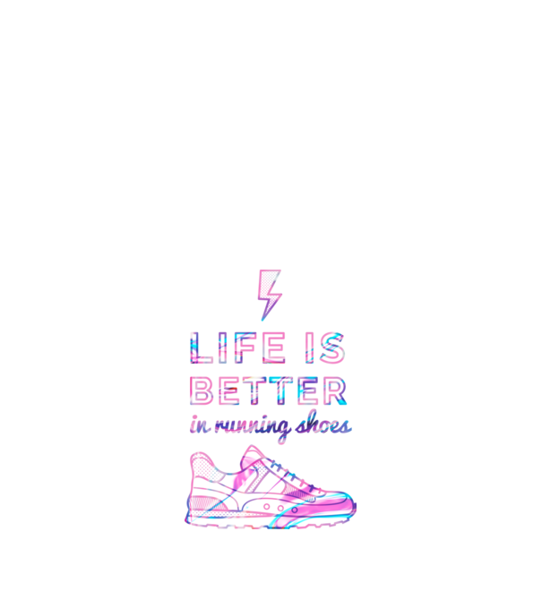 Life is better running shoes HOLO model negru pe tricou