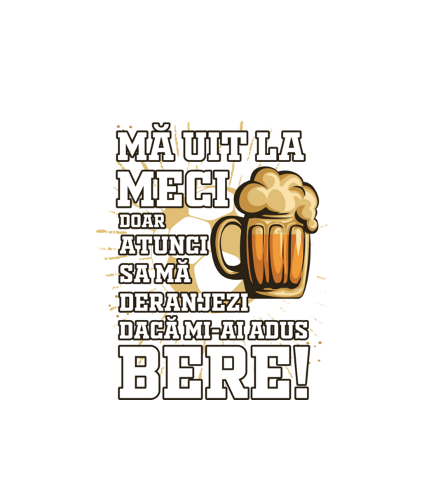 Mă uit la meci model alb pe tricou